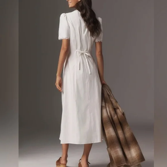 alida organic cotton button-up midi dress AE Linen-Blend Button-Up Midi Dress